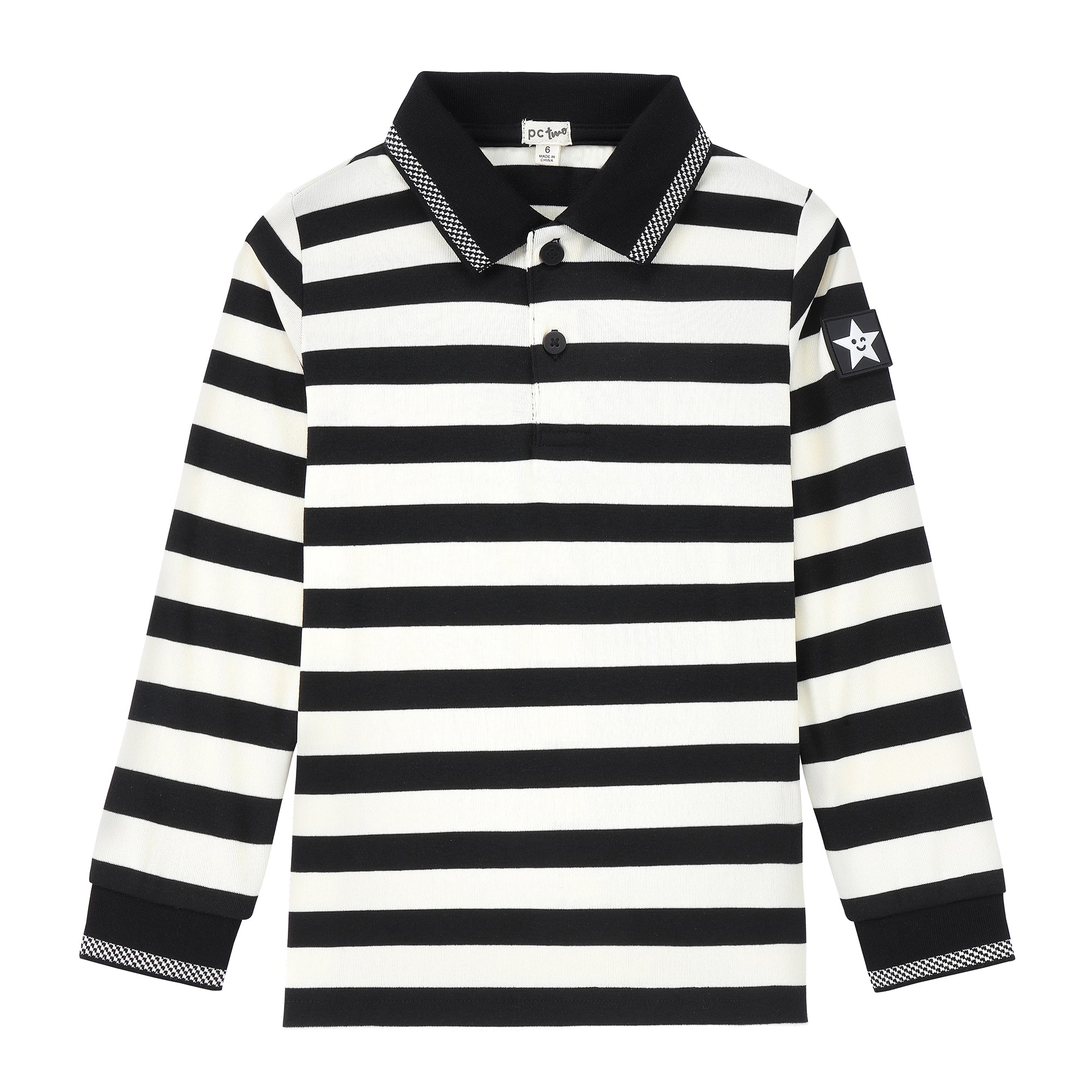 Boys Black and Ivory Stripe Polo