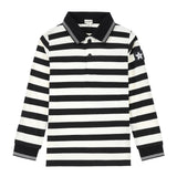 Boys Black and Ivory Stripe Polo