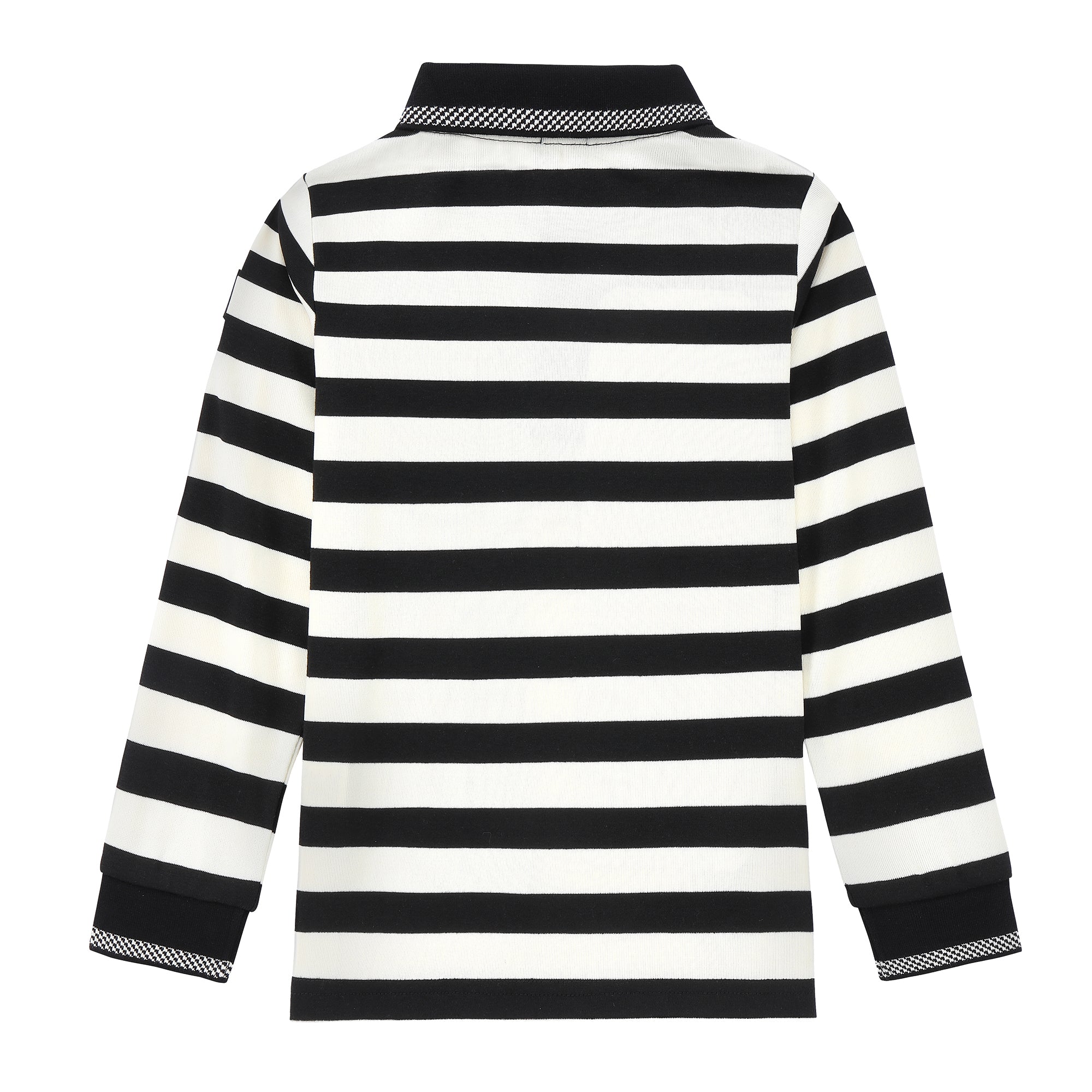 Boys Black and Ivory Stripe Polo