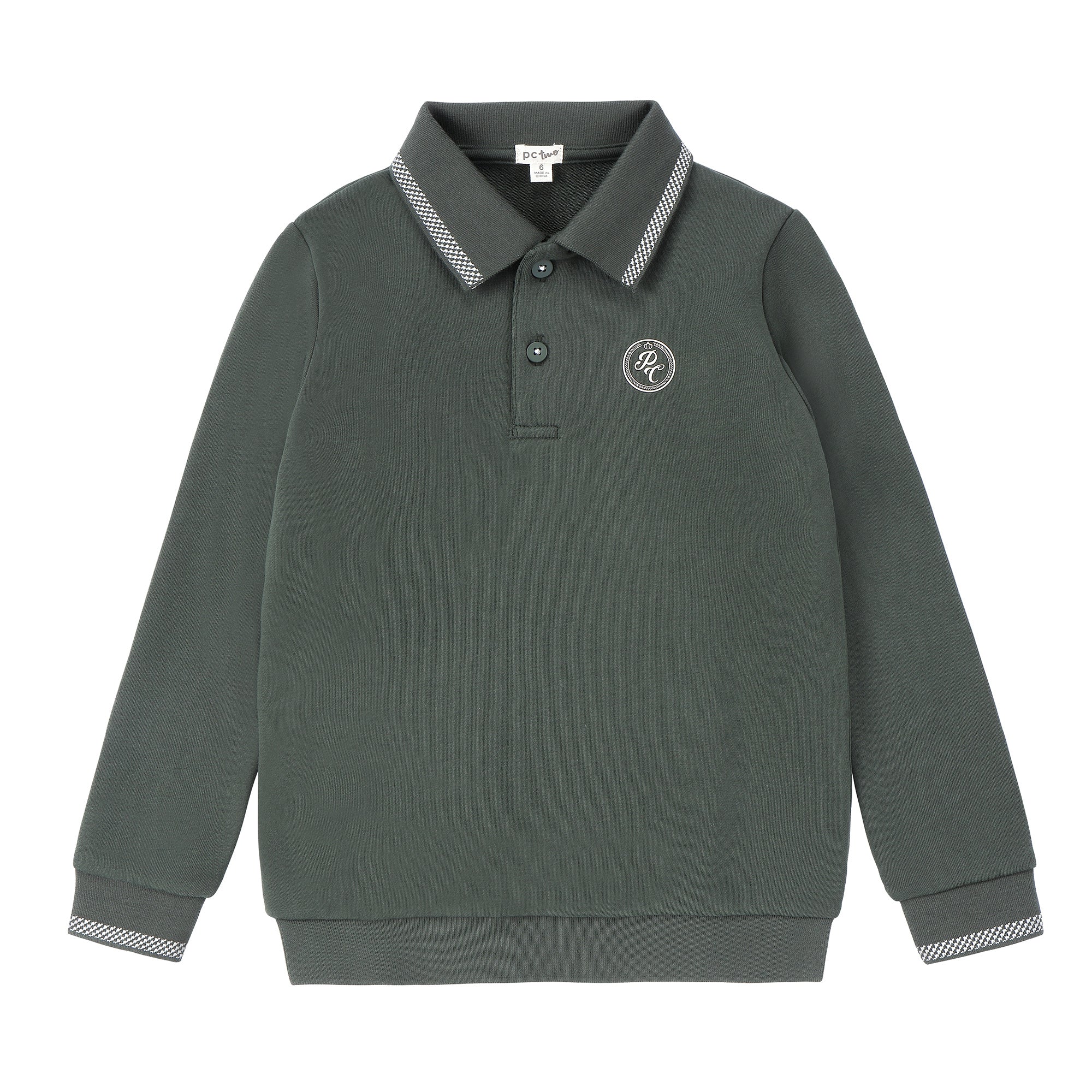 Boys Green Polo with White Trim