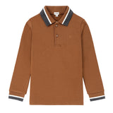 Boys Cognac Polo with Grey & White Trim