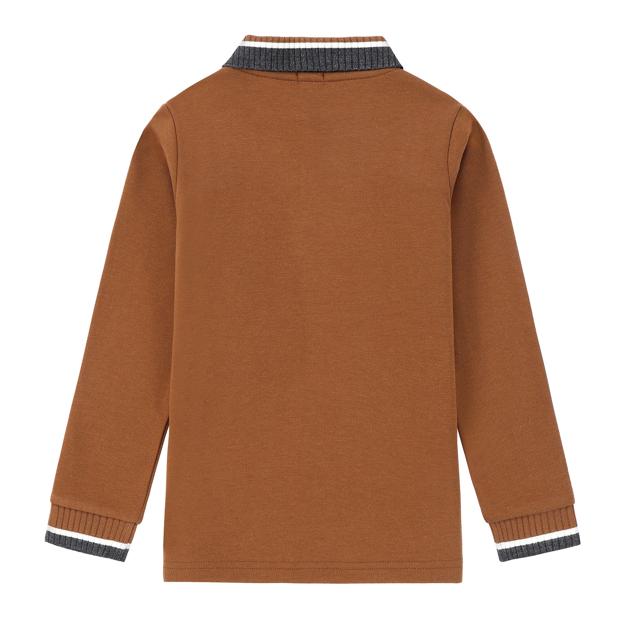 Boys Cognac Polo with Grey & White Trim