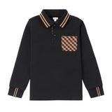Boys Caramel Checkered Polo