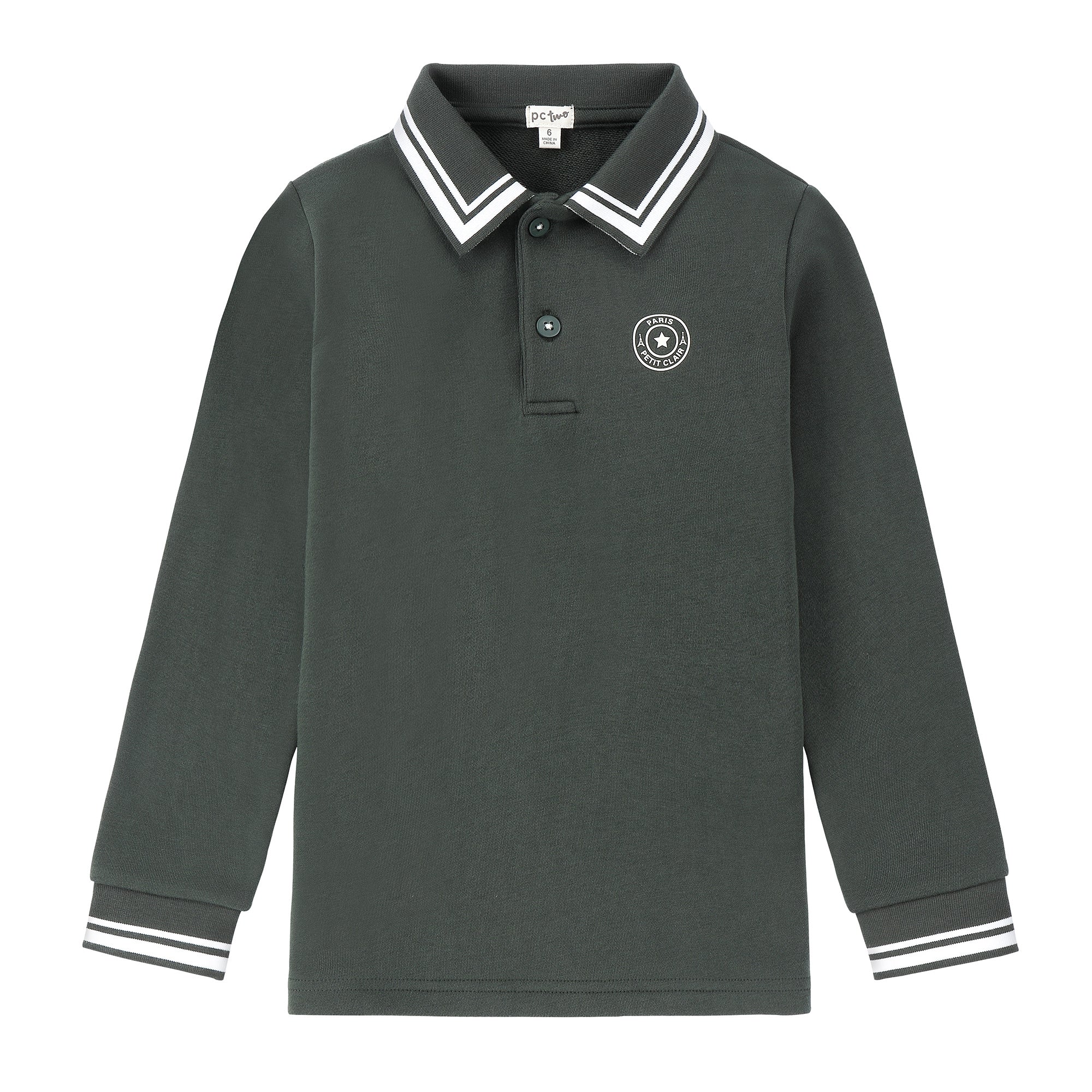 Boys Green Polo with White Trim