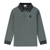 Boys Green Polo with Black Striped Trim