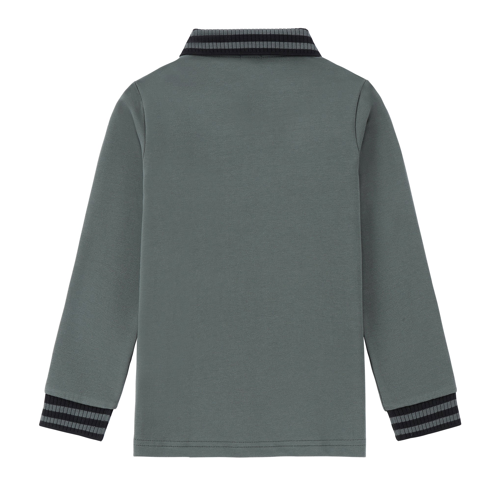 Boys Green Polo with Black Striped Trim