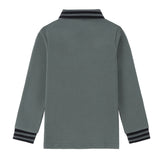 Boys Green Polo with Black Striped Trim