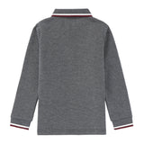 Boys Textured Grey Polo with Burgundy & White Trim