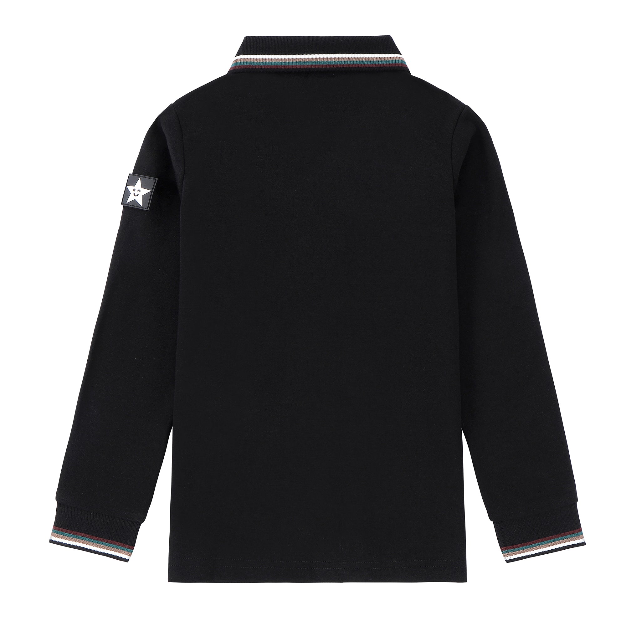 Boys Black Polo with Multicolor Trim