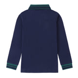 Boys Navy Polo with Green Striped Trim