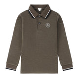 Boys Taupe Polo with Black & White Trim