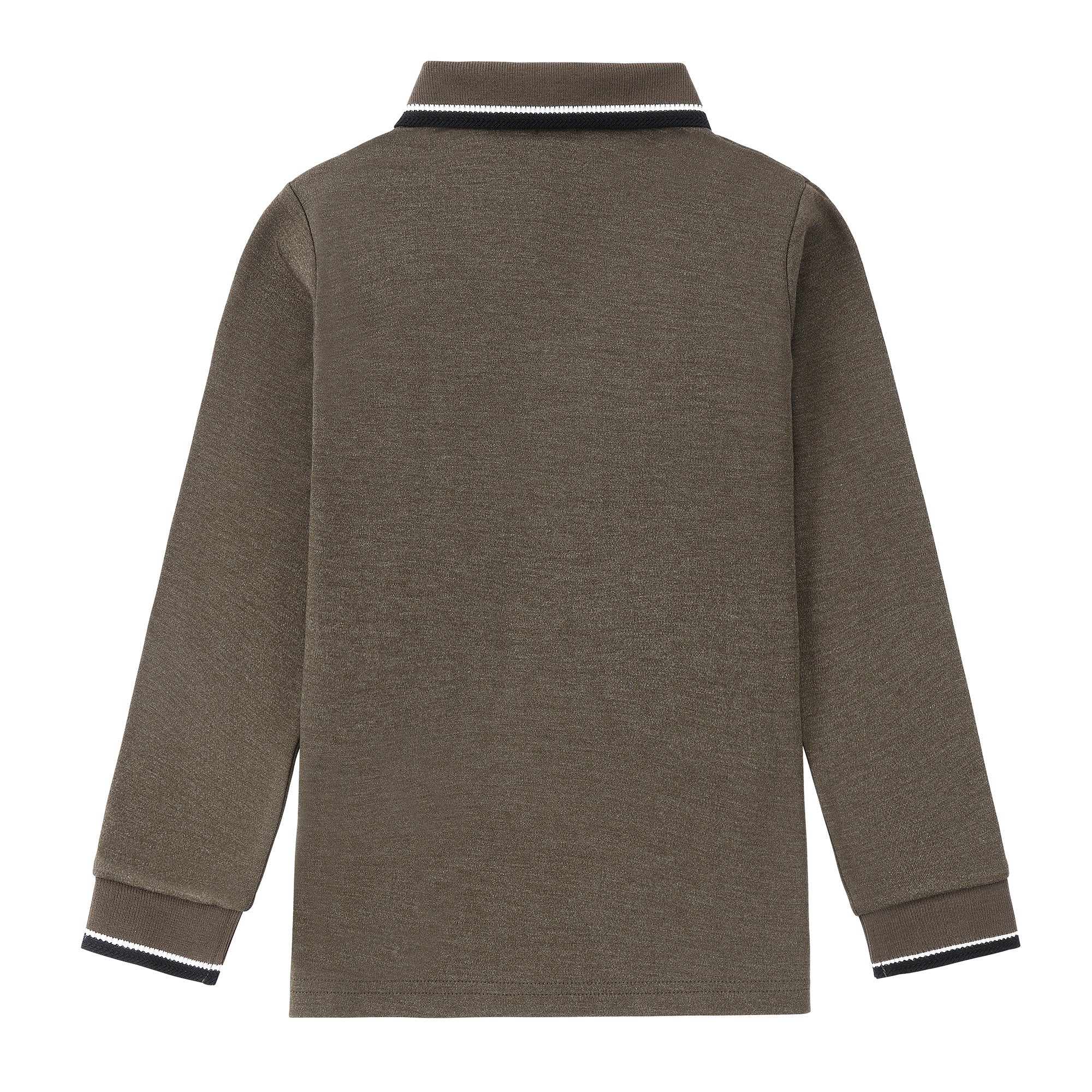 Boys Taupe Polo with Black & White Trim