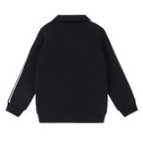 Boys Black Zip-Up Collar Sweatshirt with Sage Green Contrast Sleeves