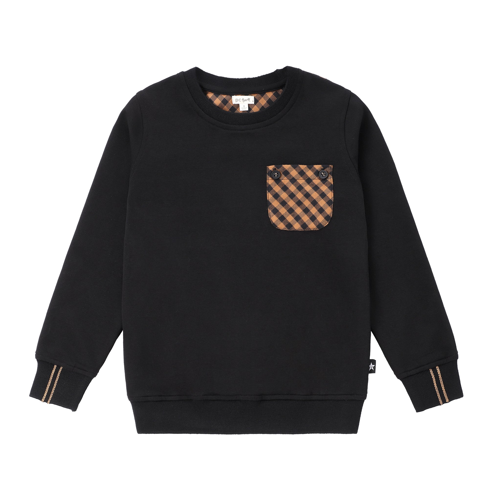 Boys Caramel Checkered Sweatshirt