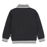 Boys Black V-Neck Sweatshirt with White Stripe Trim