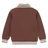 Boys Dark Brown V-Neck Sweatshirt with Ecru/Brown Stiching