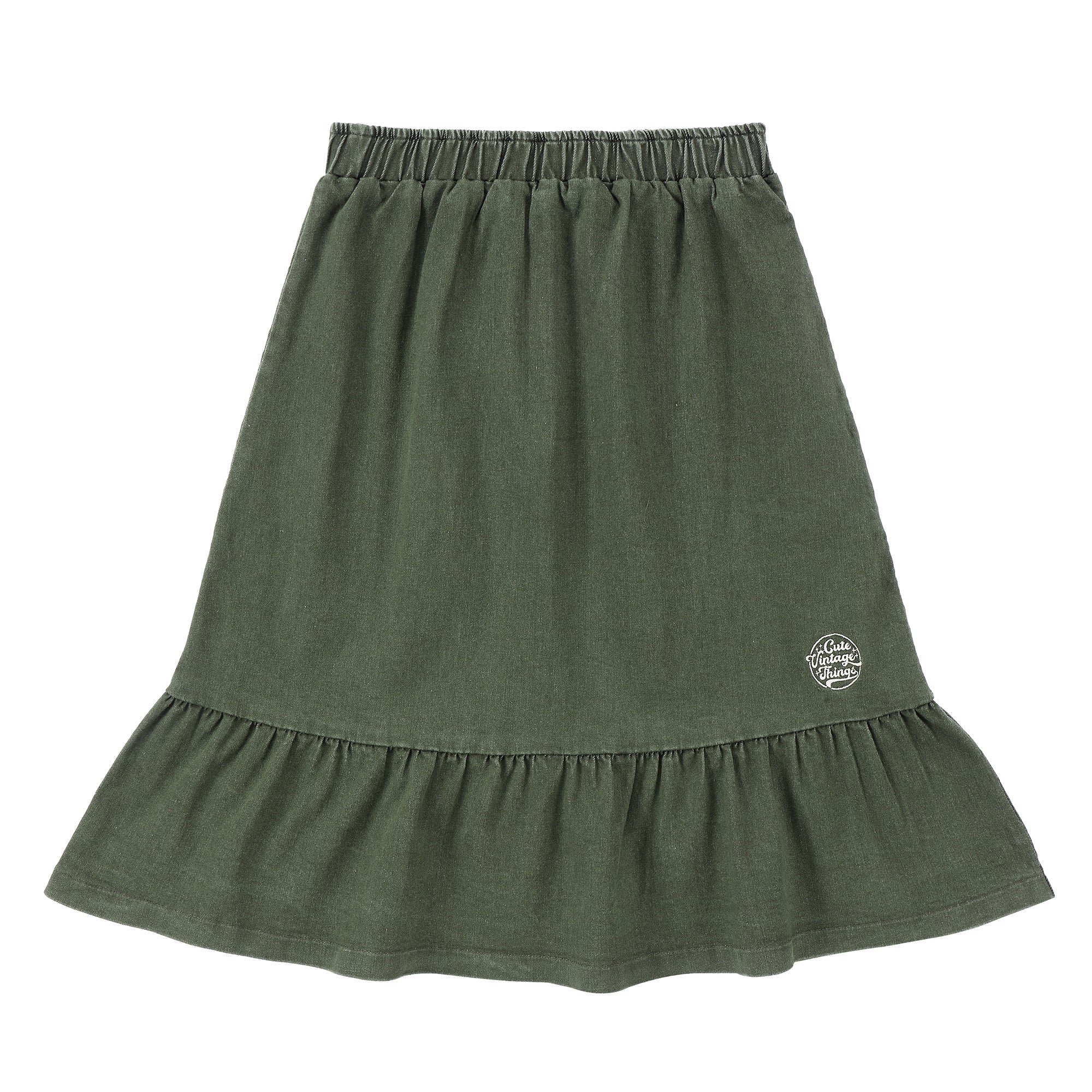 Girls Vintage Olive Short Skirt
