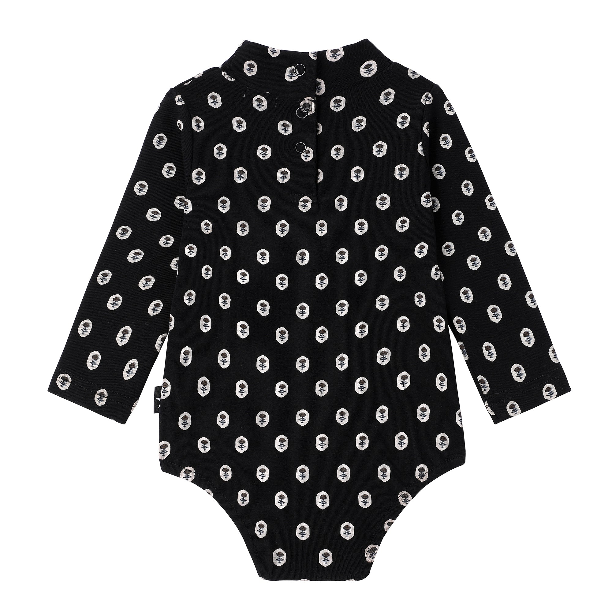 Baby Girls Denim Stitch Floral MockNeck