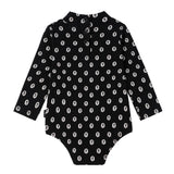 Baby Girls Denim Stitch Floral MockNeck