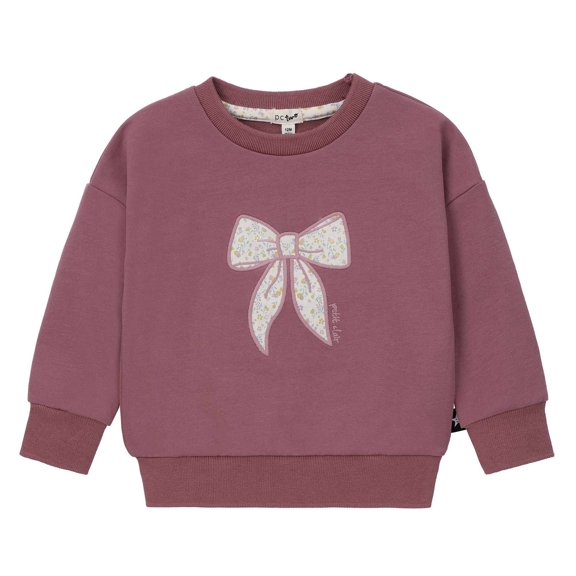 Girls Mauve Bow Sweatshirt