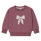 Girls Mauve Bow Sweatshirt