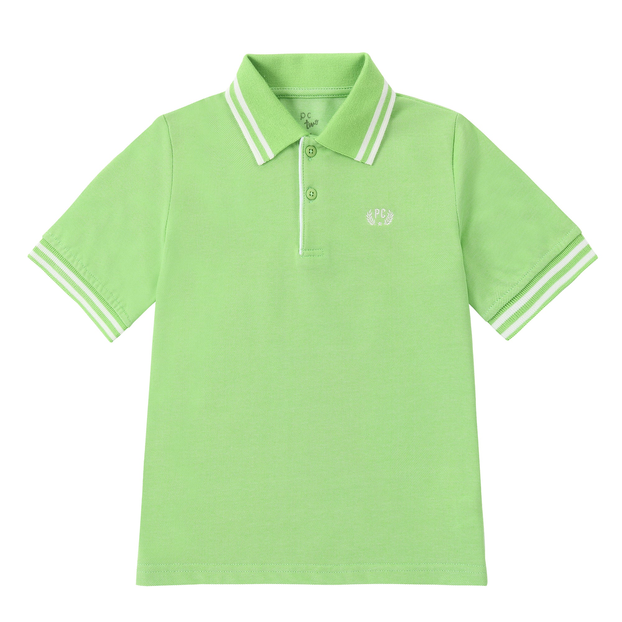 Boys Bright Green Polo with White Trim