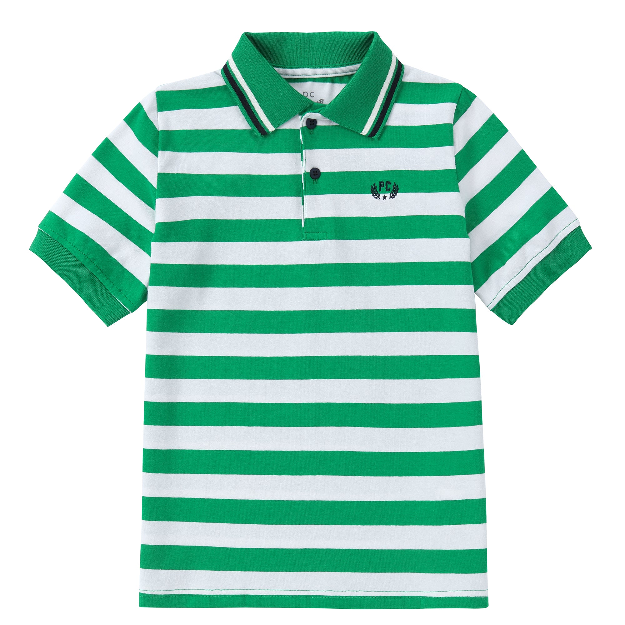 Green and White Striped Polo 607
