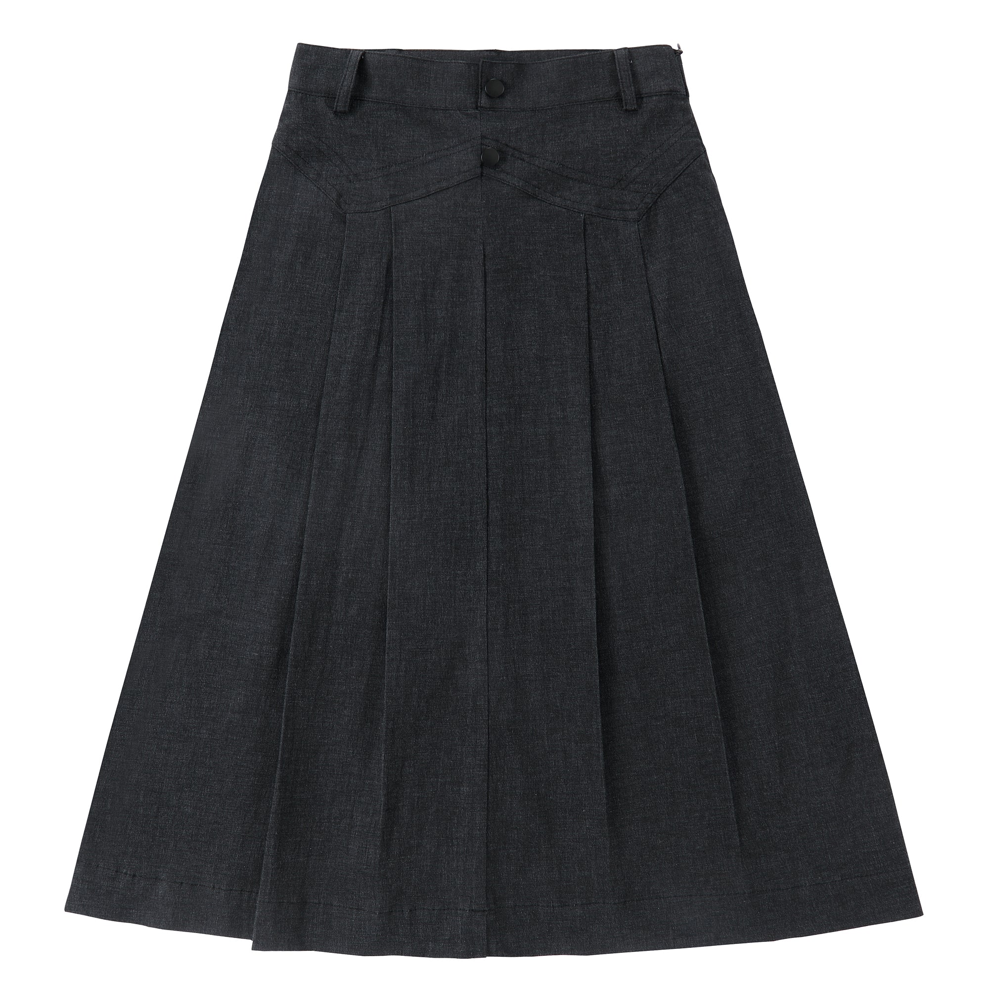 Girls Black Zig‑Zag Yoke Pleated Maxi Skirt – Petit Clair