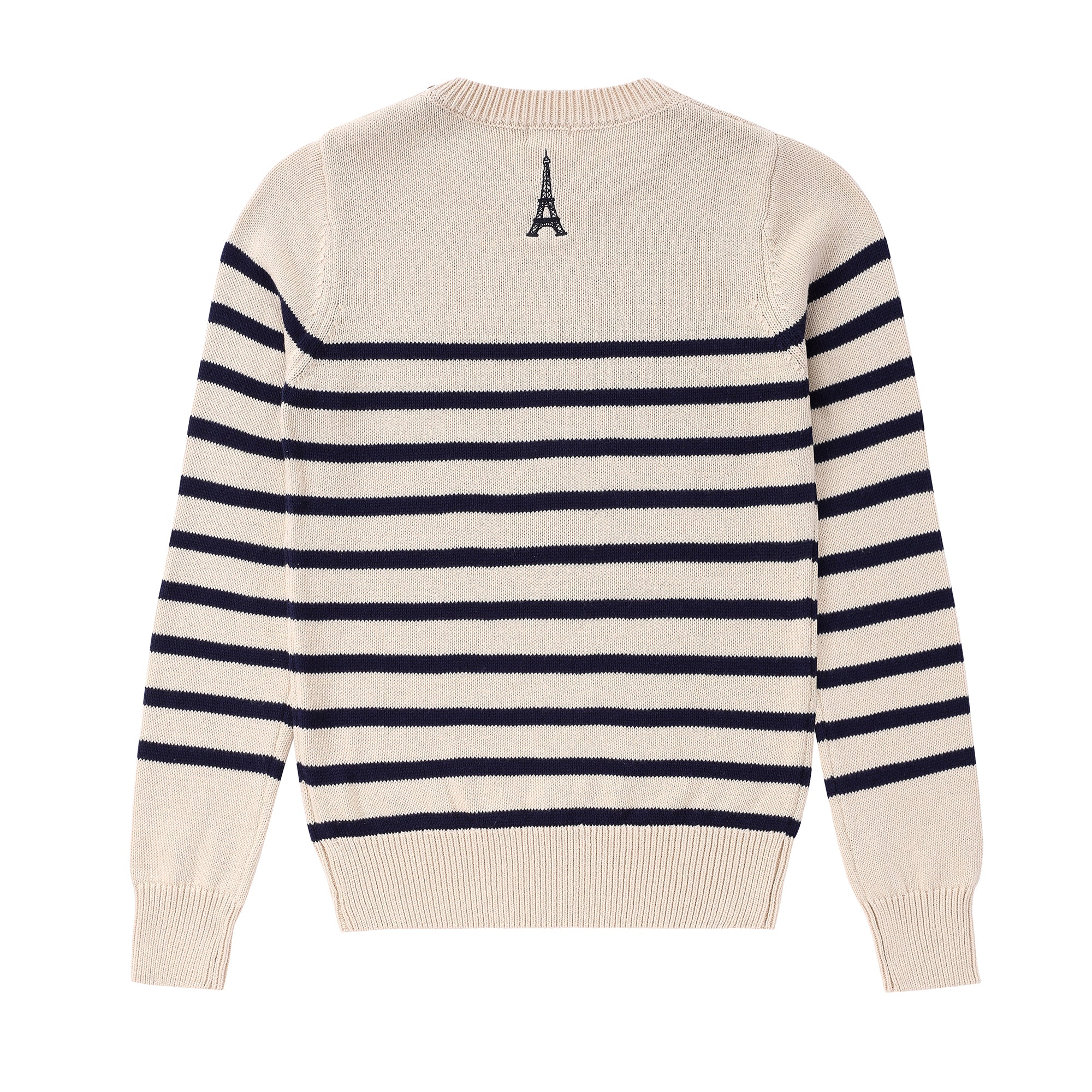 Teens Ivory Stripe Knit Sweater with Button Detail