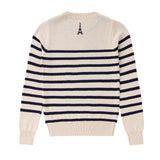 Teens Ivory Stripe Knit Sweater with Button Detail