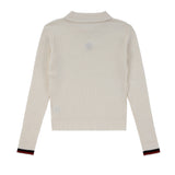 Teens Ivory Cable Ribbed Cable Knit Sweater with Red & Black Trim