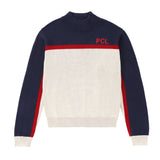 Teens Cream Navy Knit Sweater with Red Trim