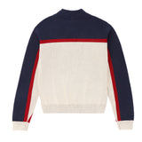 Teens Cream Navy Knit Sweater with Red Trim
