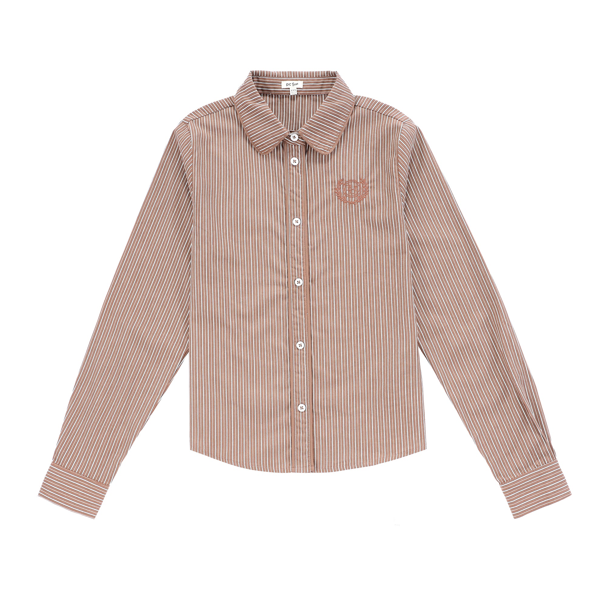 Teens Tan Stripe Collared Shirt
