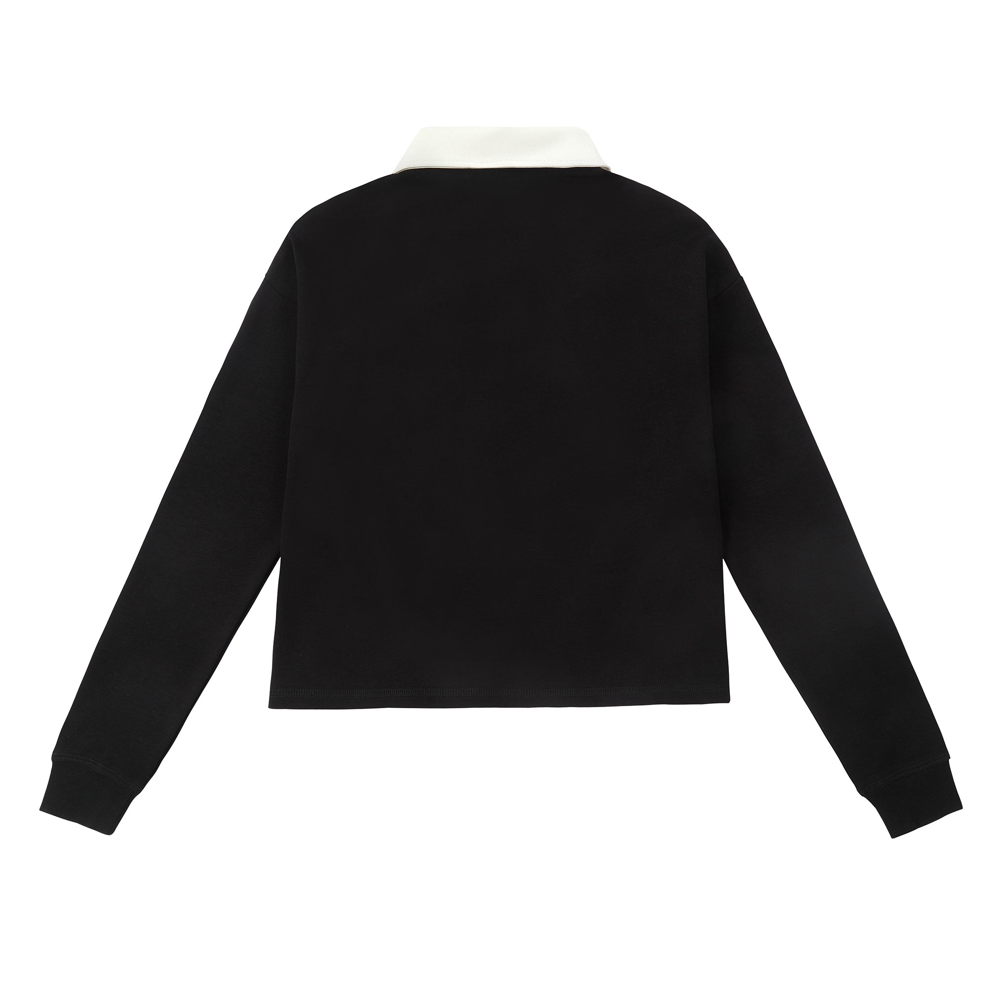 Teen Black Cropped Polo with White Collar