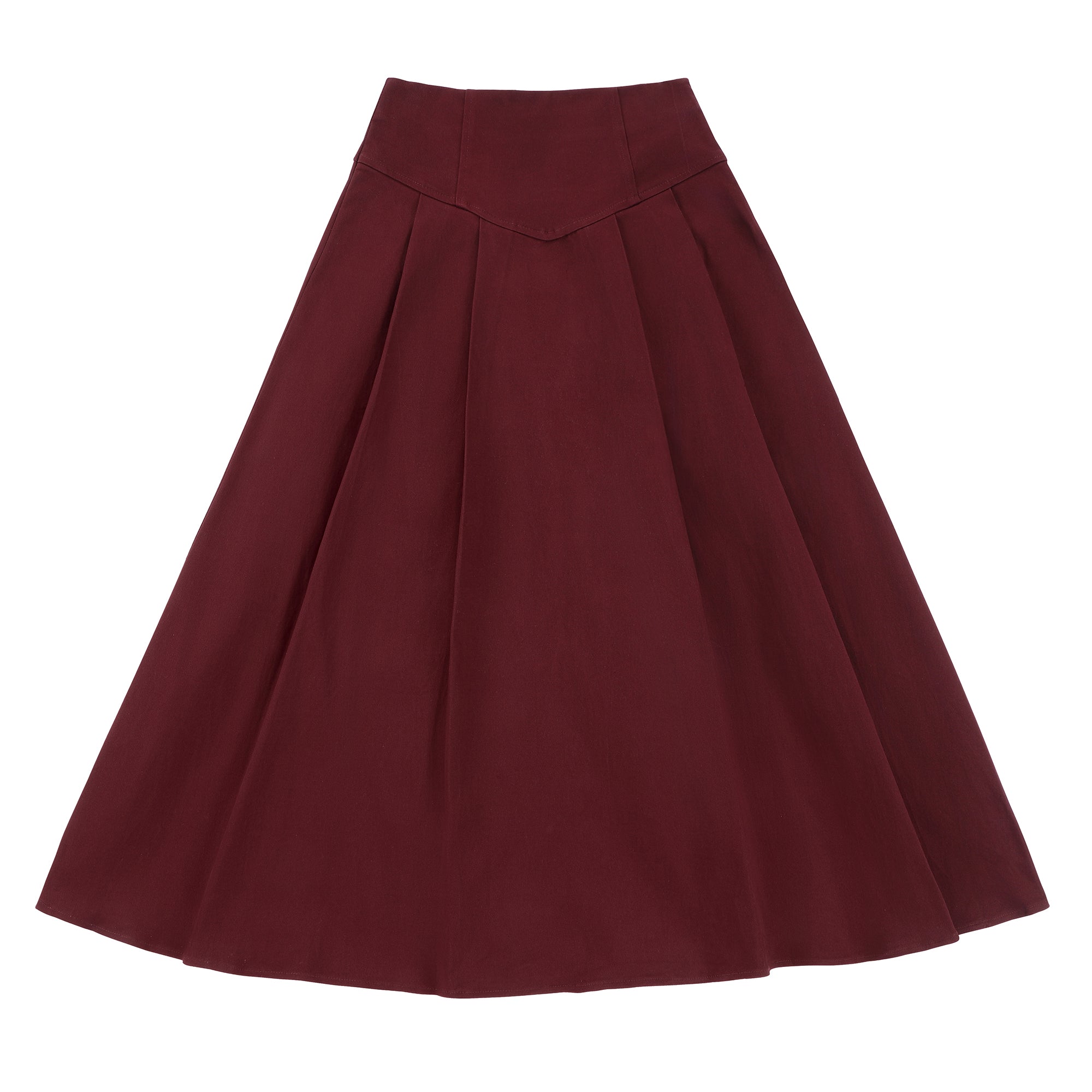 Teens Burgundy V Shaped Panneled  Maxi Skirt