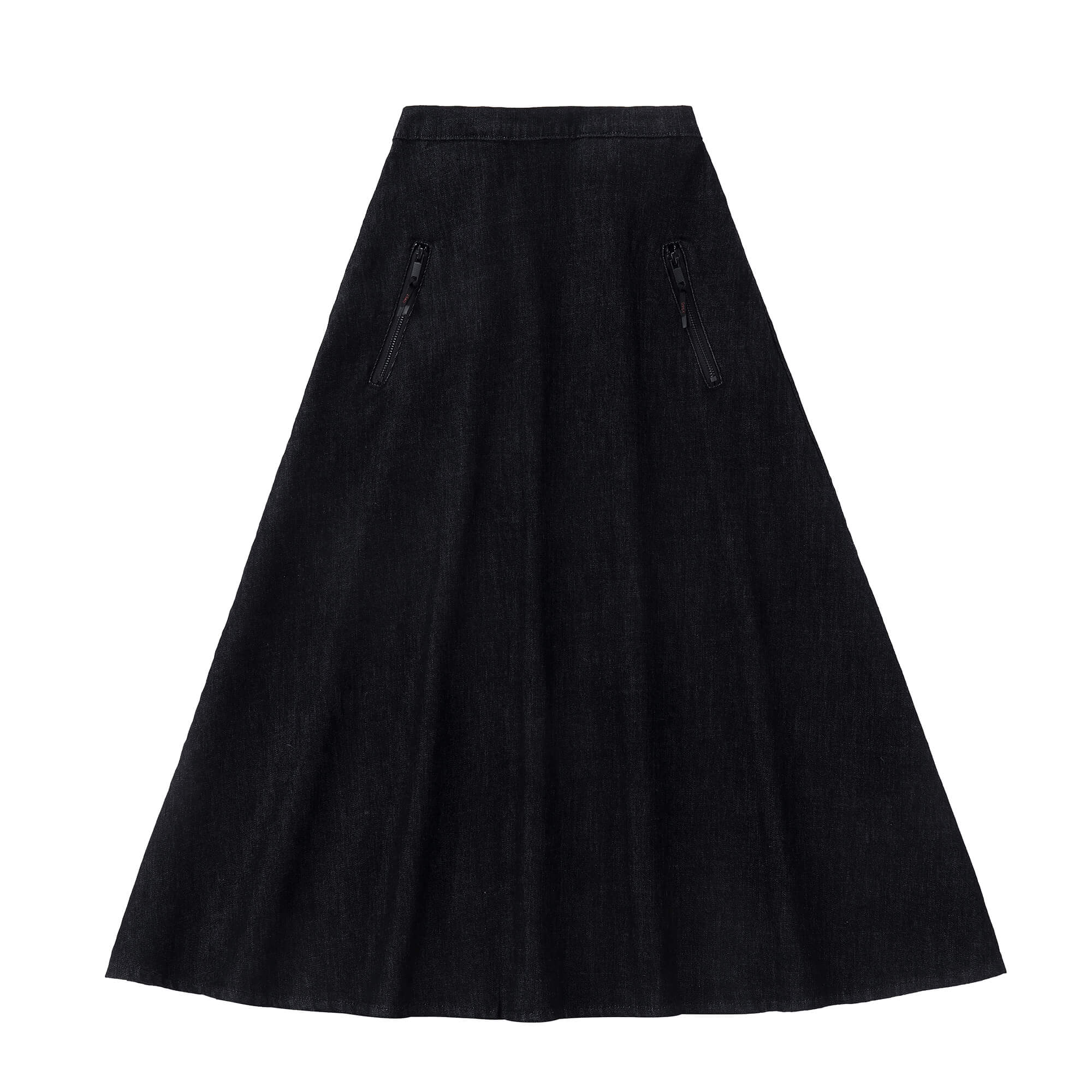 Teens Black Denim A-line Maxi Pocket Skirt