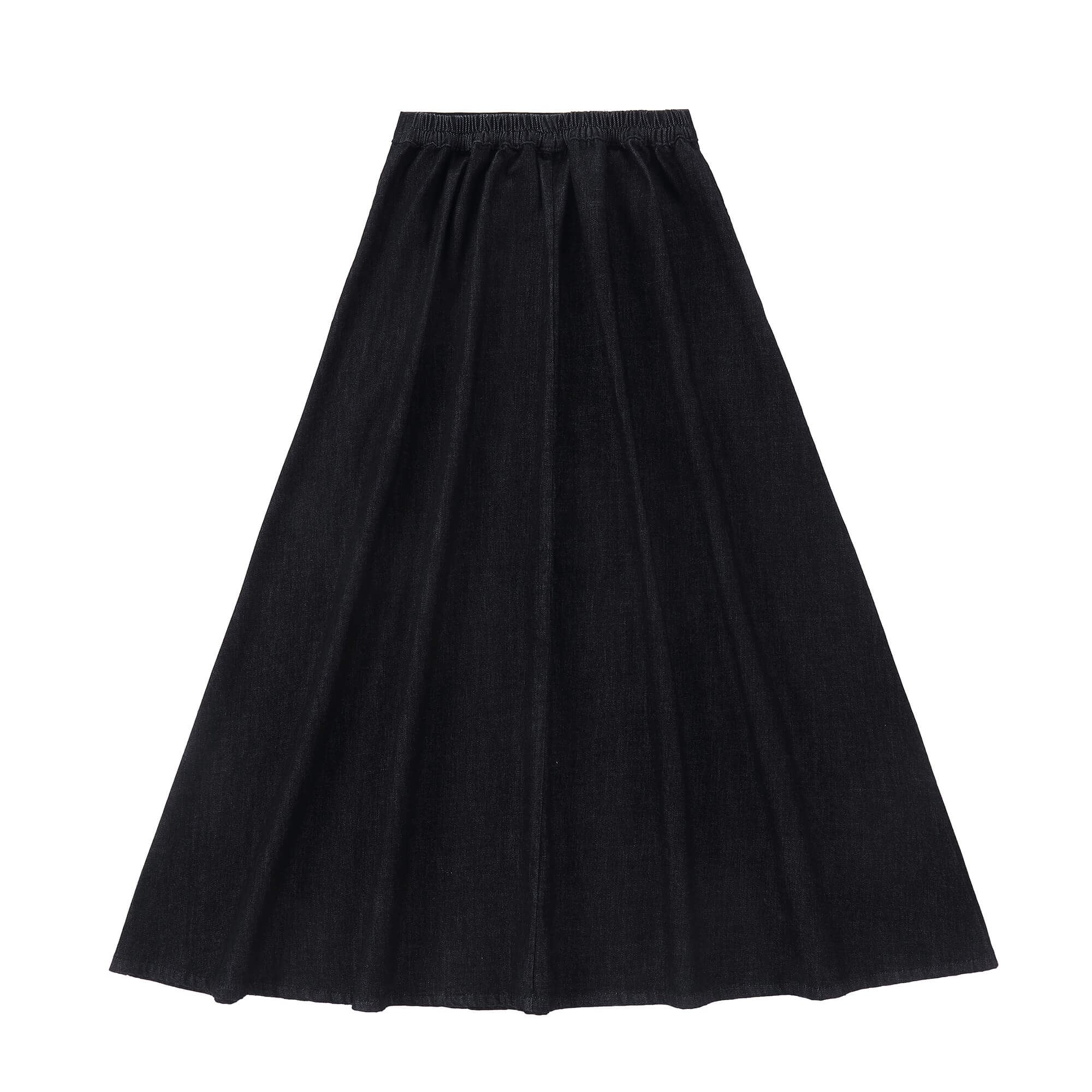 Teens Black Denim A-line Maxi Pocket Skirt