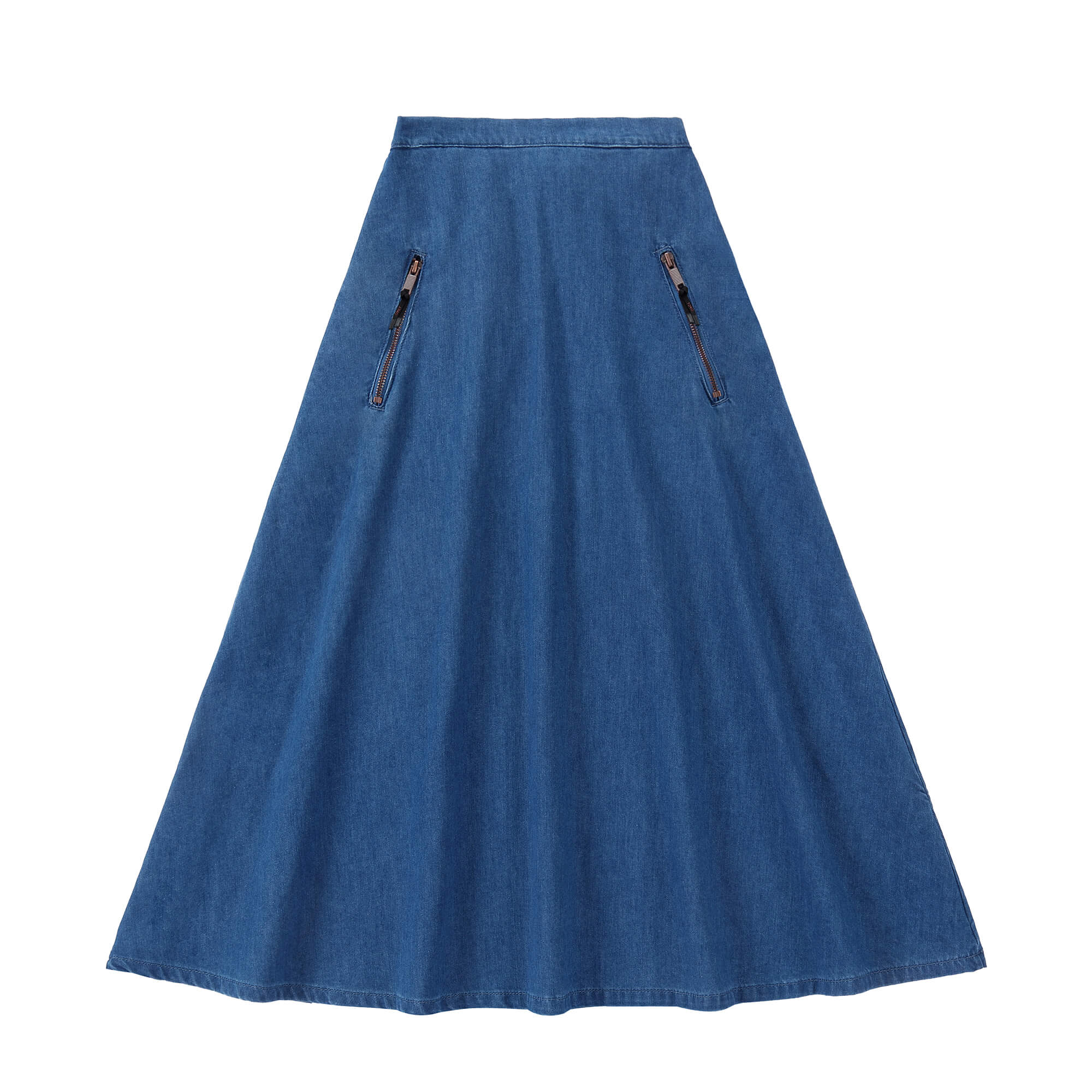 Teens Blue Denim A-line Maxi Pocket Skirt