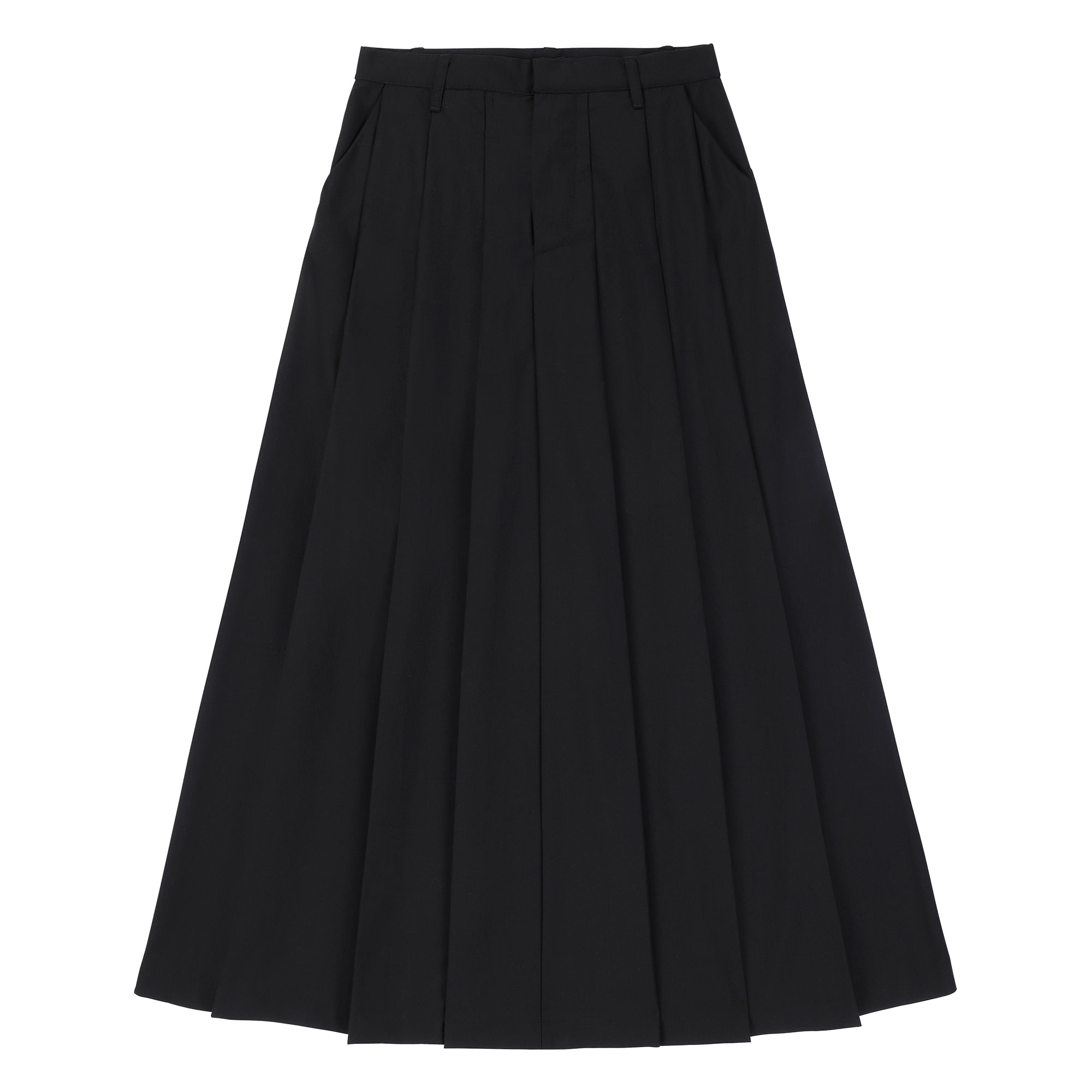 Teens Black Pleated Maxi Skit