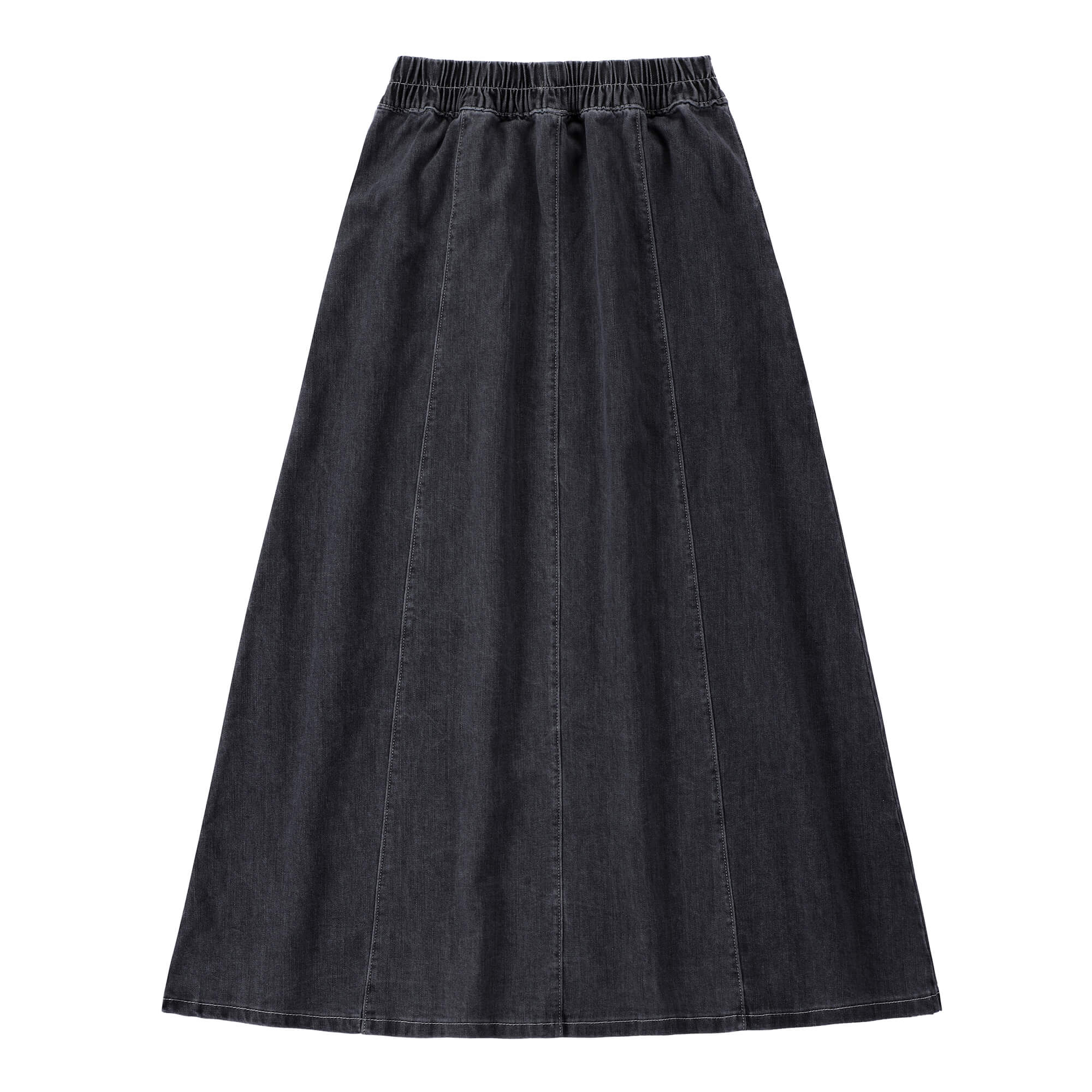 Teens Grey Denim Paneled Maxi Skirt