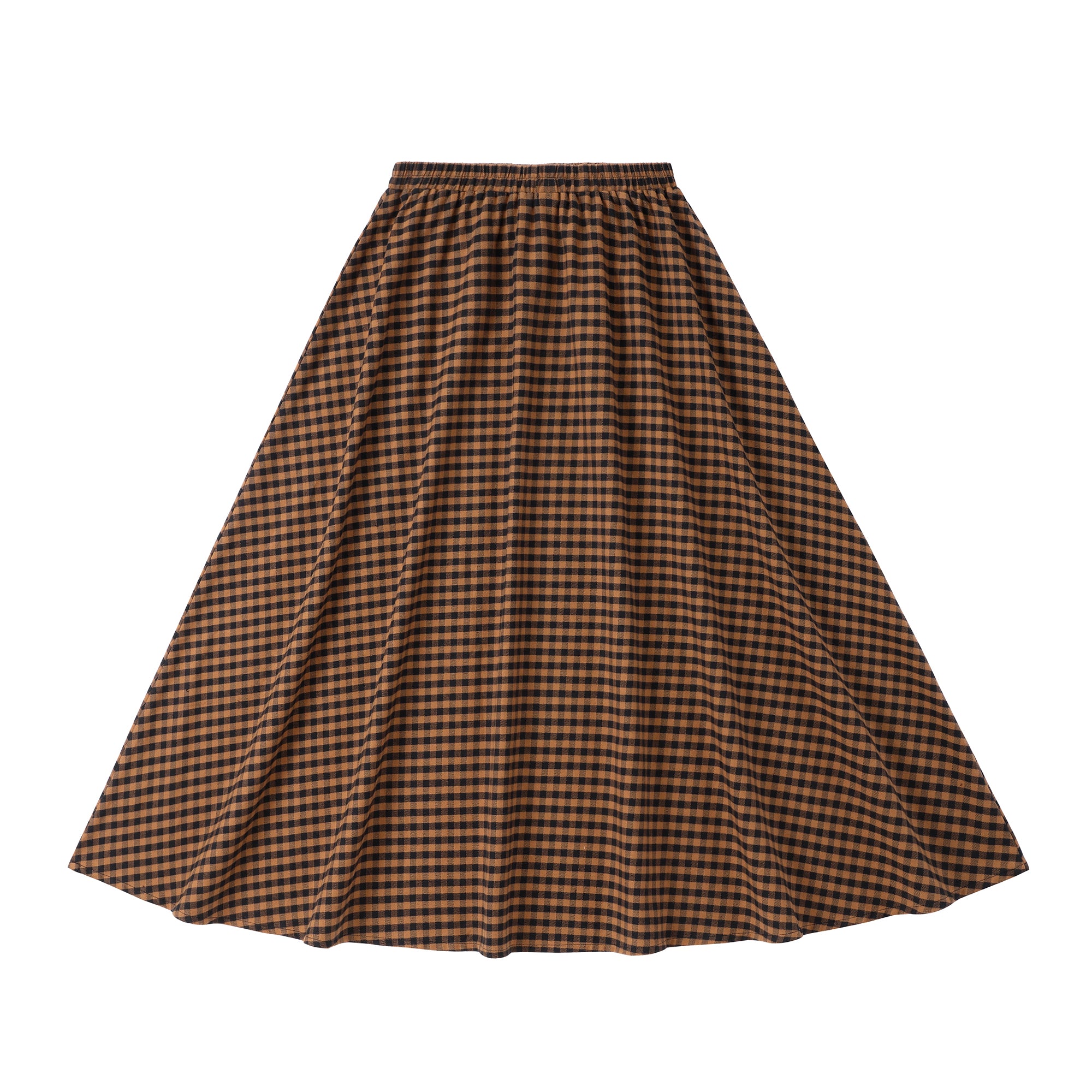 Teens Caramel Checkered Maxi Skirt