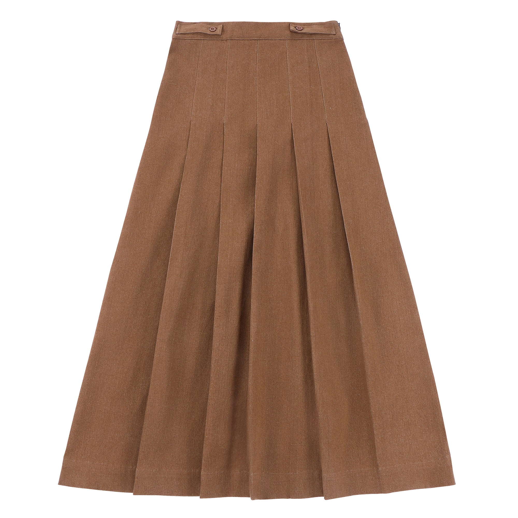 Teens Brown Denim Box Pleated Maxi Skirt