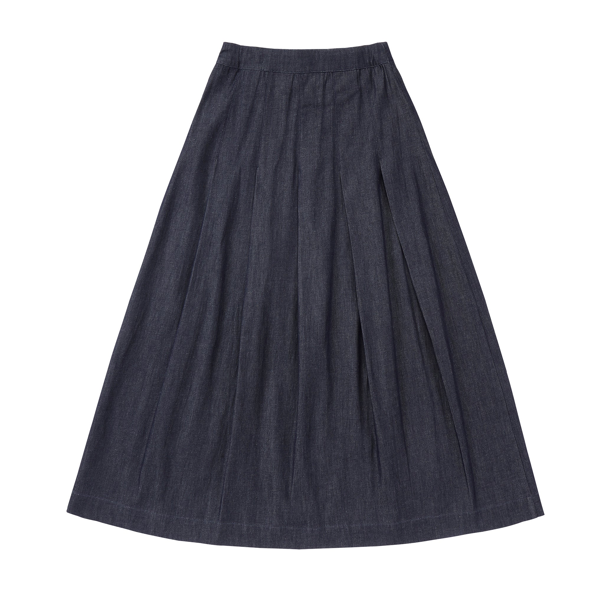 Teens Black Denim Box Pleated Maxi Skirt