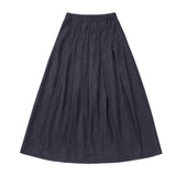 Teens Black Denim Box Pleated Maxi Skirt