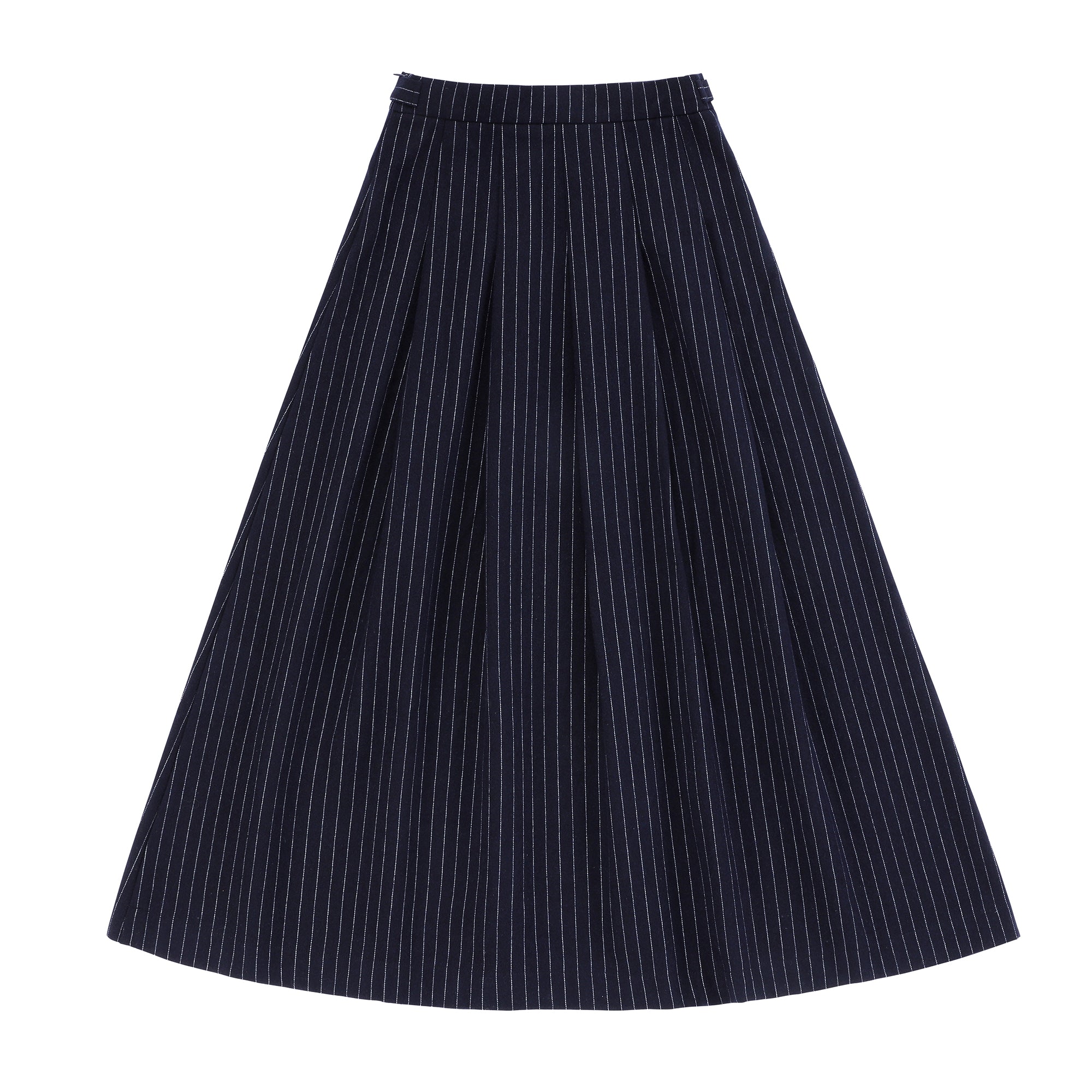 Teens Navy Pinstripe Box Pleated Maxi Skirt