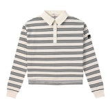 Teens Ivory/Black Stripe Cropped Polo