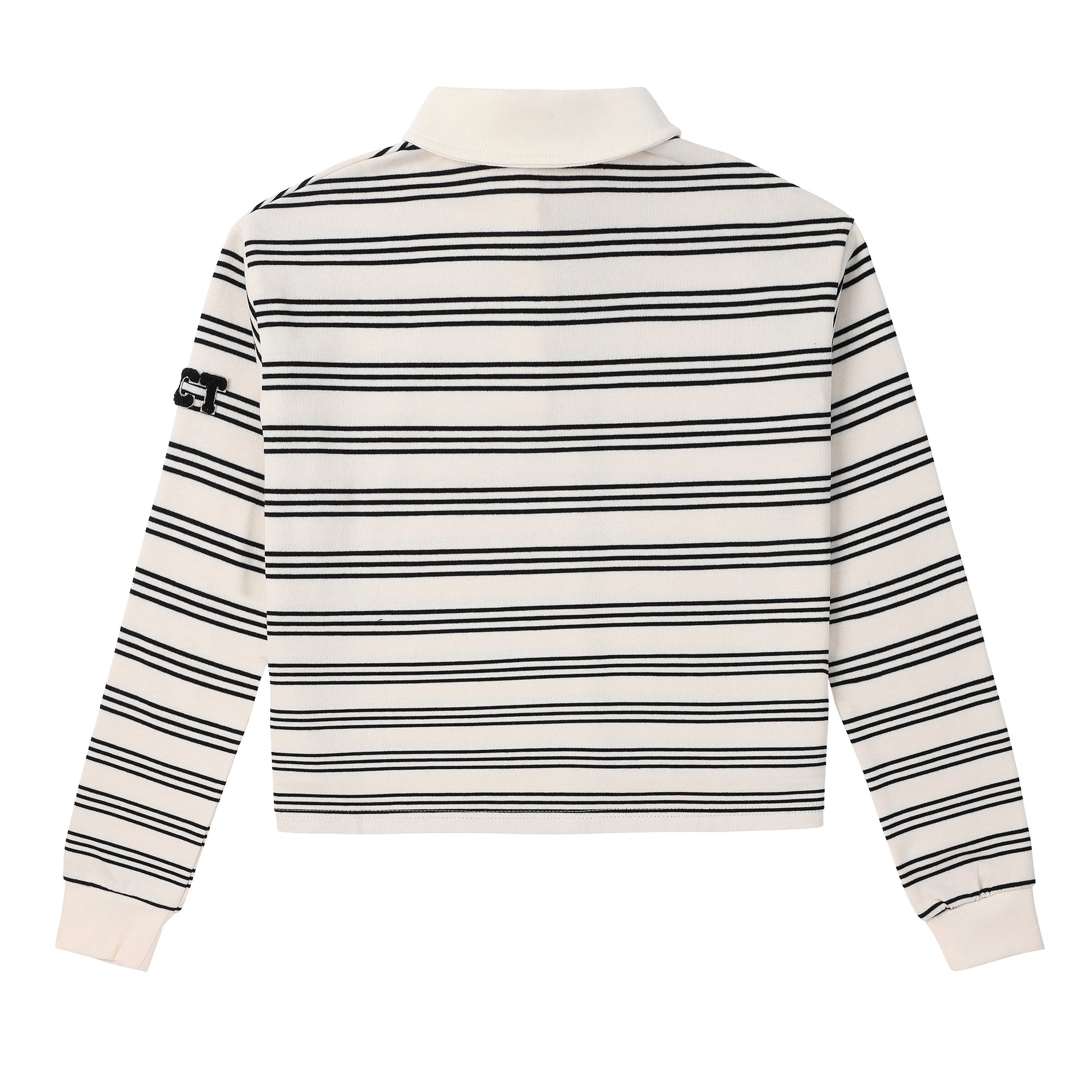 Teens Ivory/Black Stripe Cropped Polo