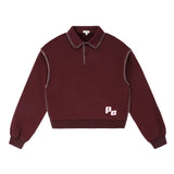 Teens Burgundy Collared Sweatshirt with Ivory Contrast Stitching
