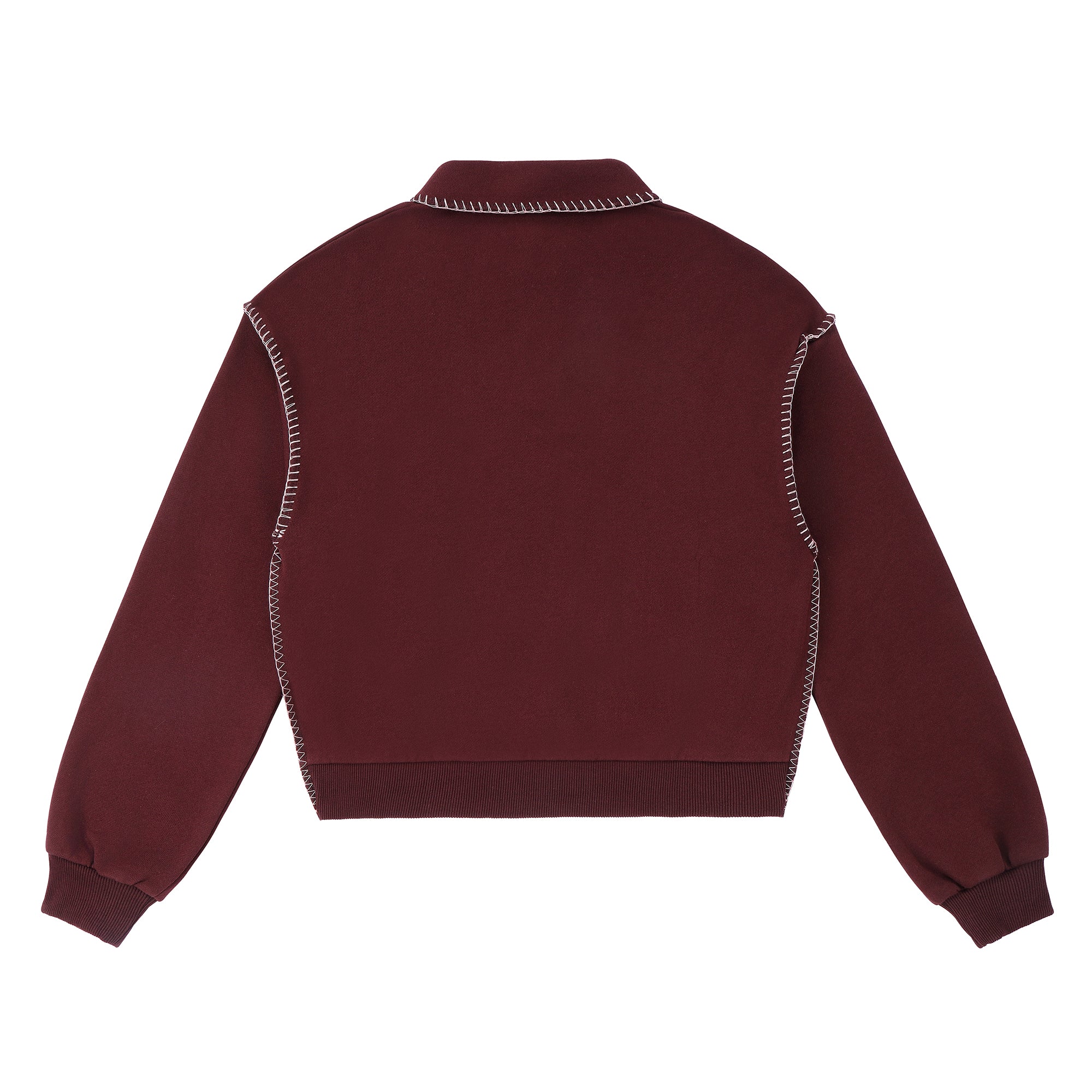 Teens Burgundy Collared Sweatshirt with Ivory Contrast Stitching